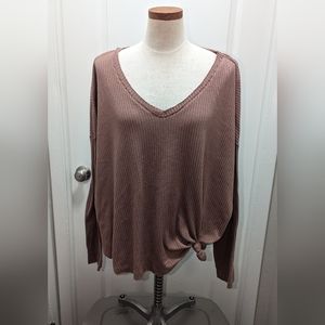 Wild fable women's XXL long sleeve tie top in mauve